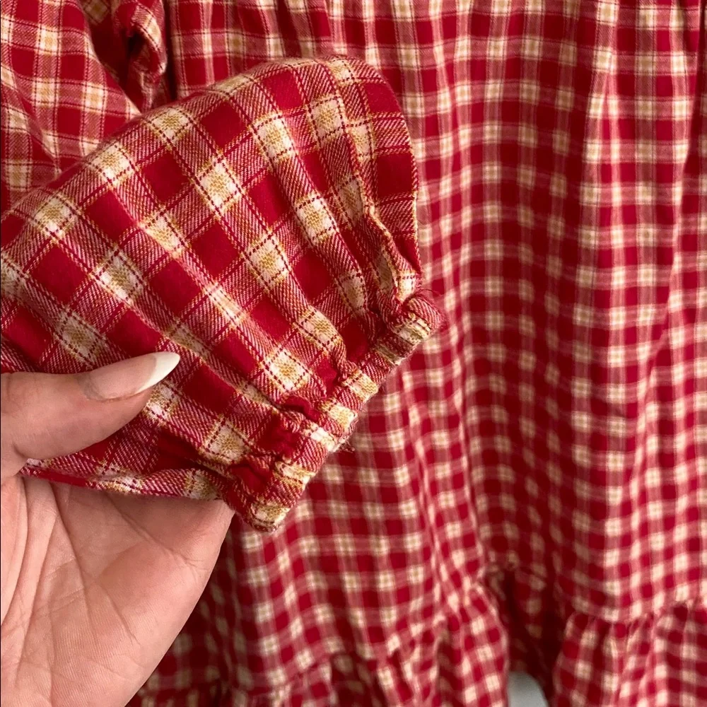 Hayden Girl’s Red and White Plaid Long Sleeve Mini Dress Size 13/14